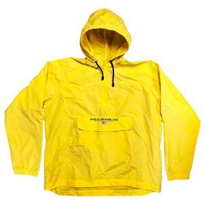 Vintage POLO RALPH LAUREN Jacket Adult XL Yellow Pullover Windbreaker Y2K 90s